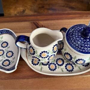 Floral Ceramic Creamer and Sugar Set